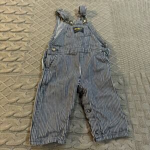 Vintage Oshkosh Blue Striped Overalls ~ 12